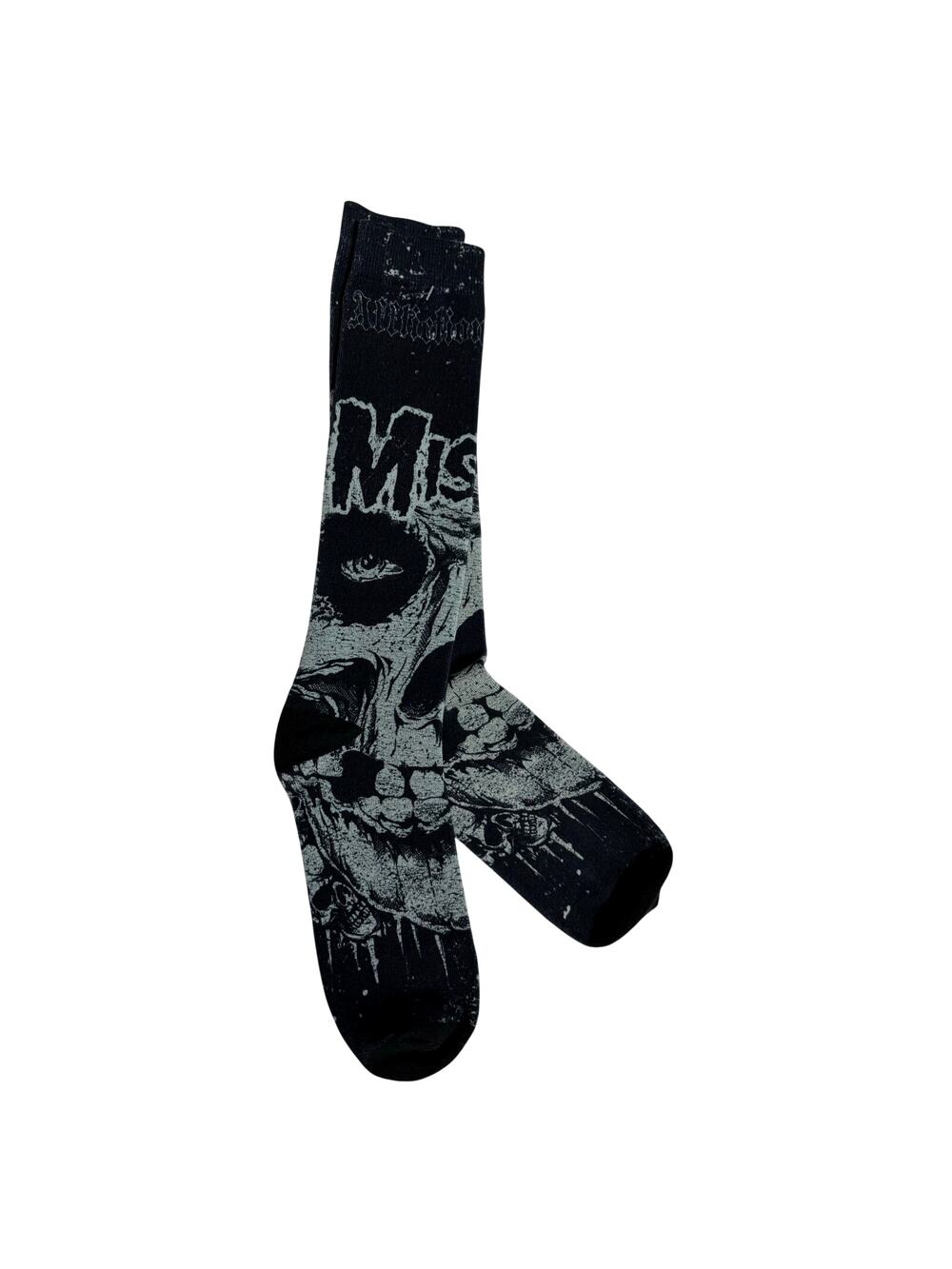 Affliction Misfits Skully Crew Socks Mens Black Punk Rock Skater NWT